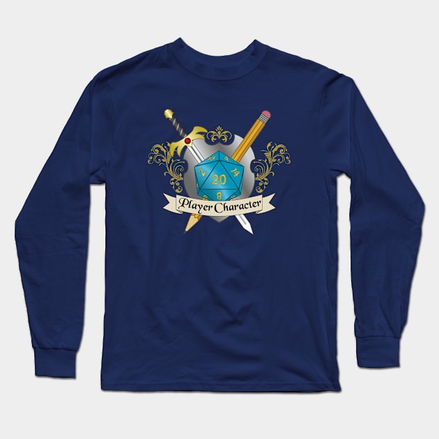 Player Character Crest Long Sleeve T-Shirt by NashSketches